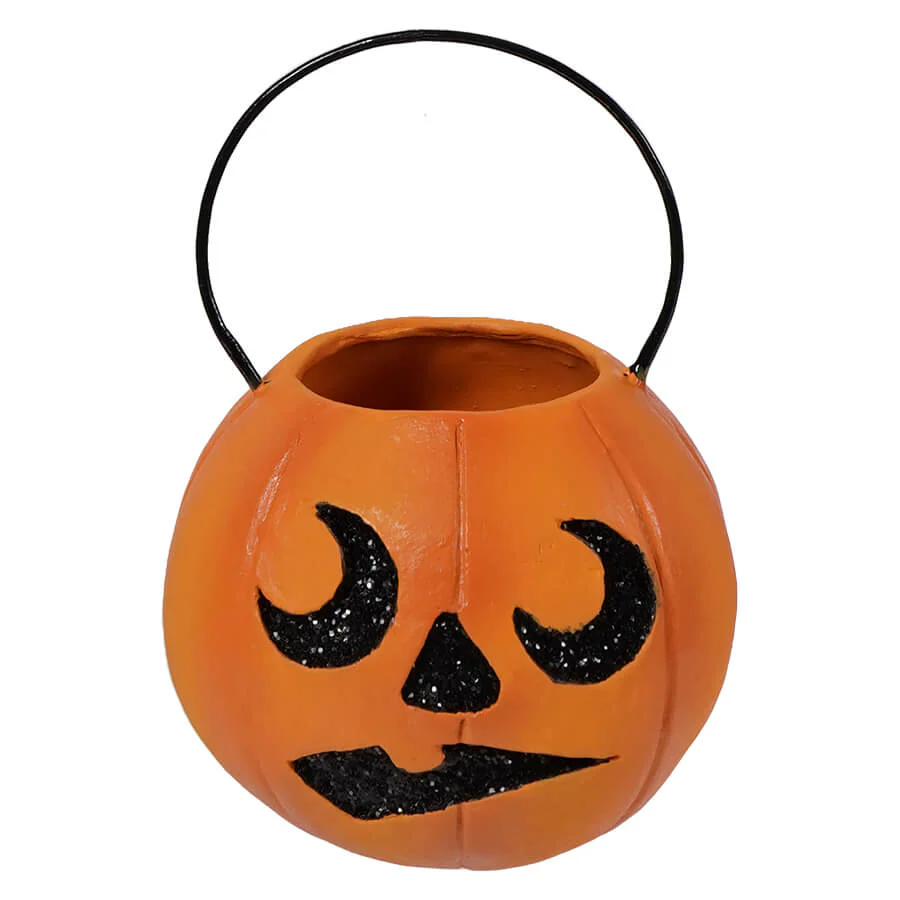Mini Scared Pumpkin Bucket Ornament