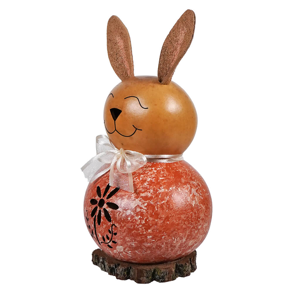 Willow Orange Bunny - Miniature Gourd With Flower Cutout & Vines - Image 2