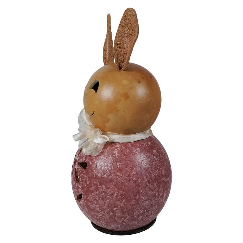 Miniature Pink Willow Bunny Gourd With Flower Cutout - Image 2