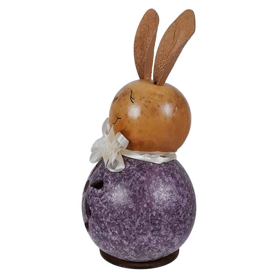 Miniature Purple Willow Bunny Gourd With Flower Cutout - Image 2