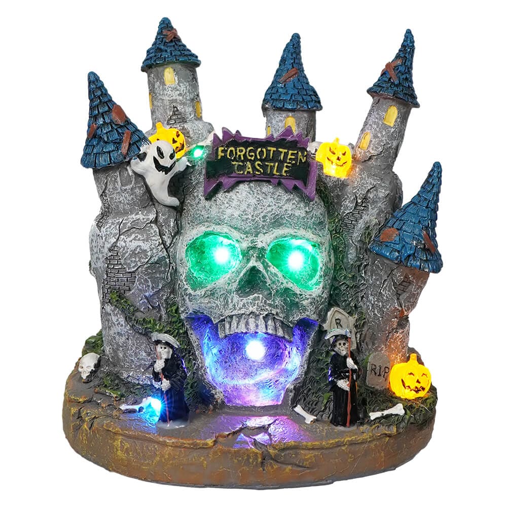 Multicolor LED Lighted Skull Castle Table Piece