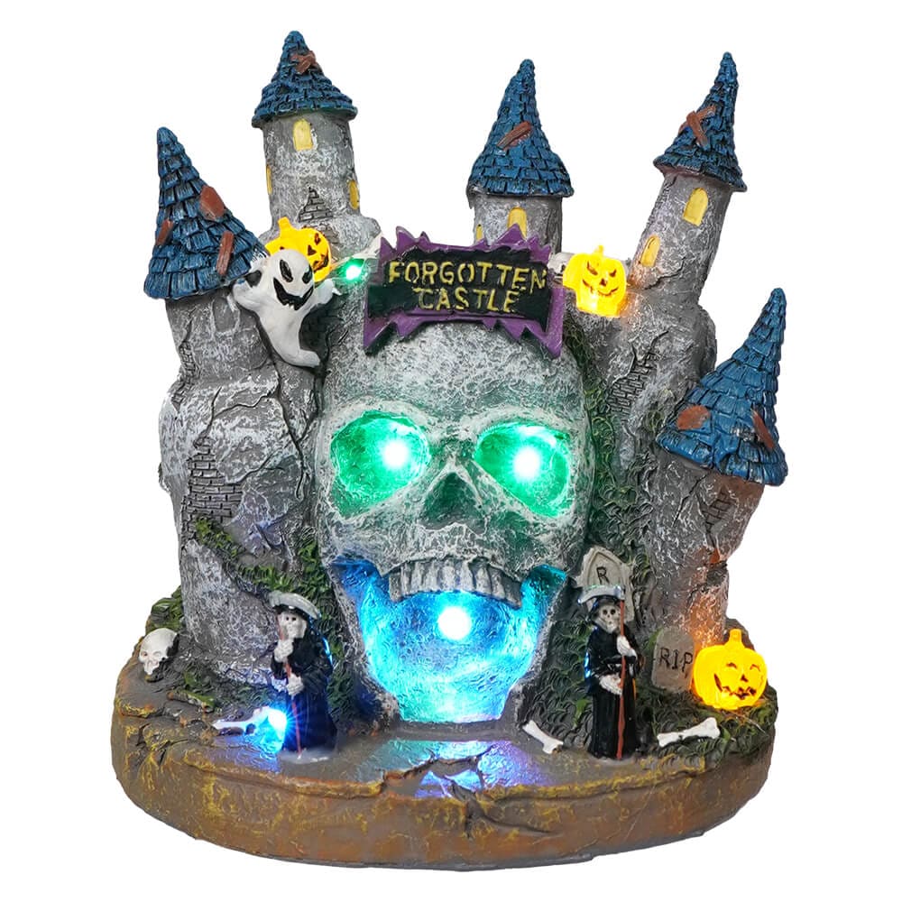 Multicolor LED Lighted Skull Castle Table Piece - Image 2