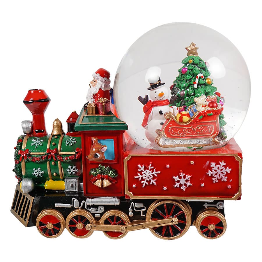 Musical Santa Driving Train Water Globe - Image 2