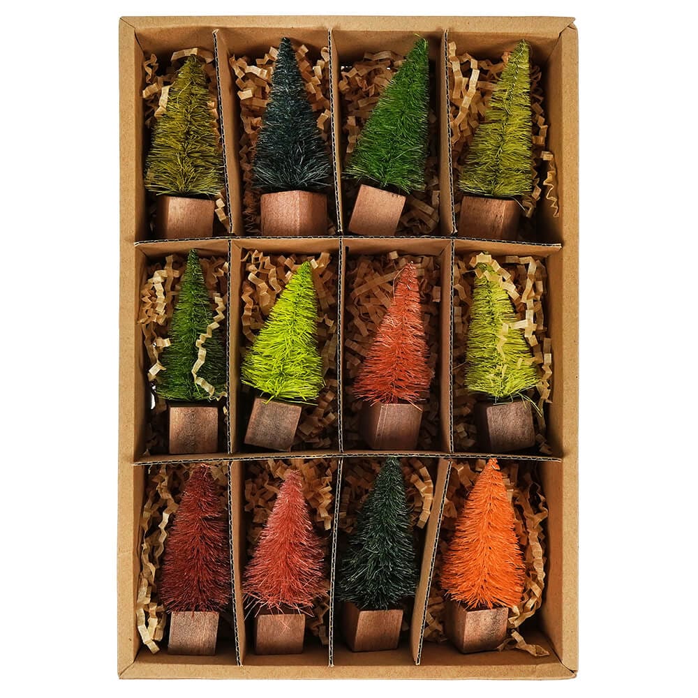 Natural Tone Bottle Brush Trees In Box Set/12 - Image 2