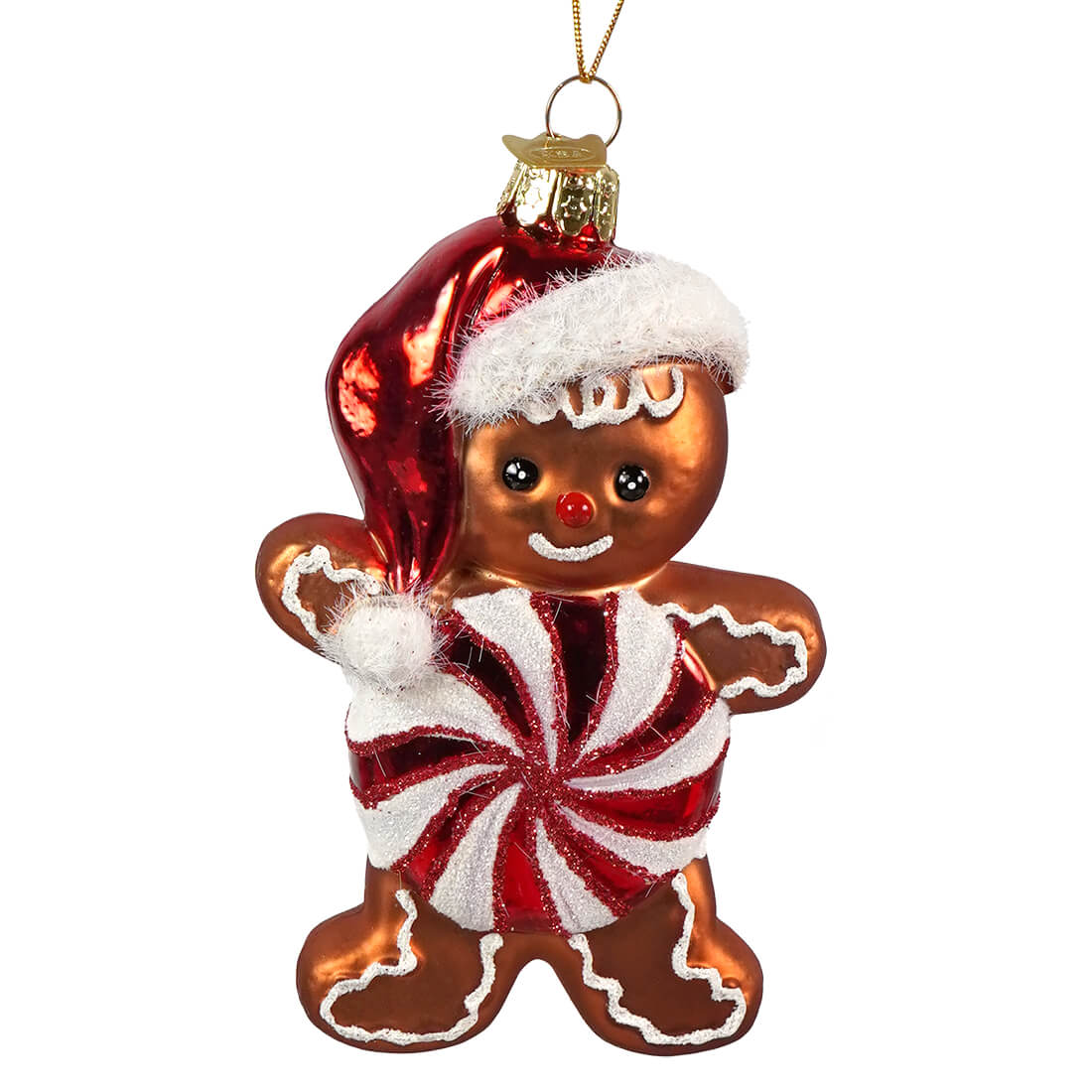 Noble Gems™ Peppermint Gingerbread Man Glass Ornament