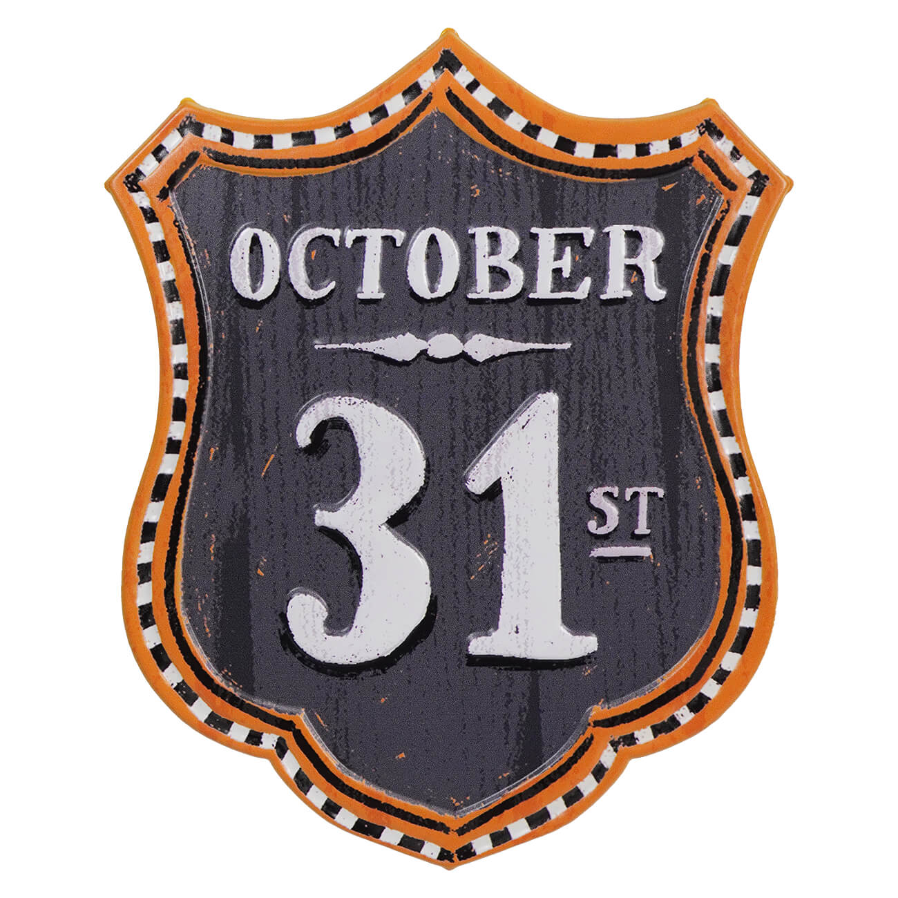 Orange & Black "October 31st" Embossed Metal Wall Décor