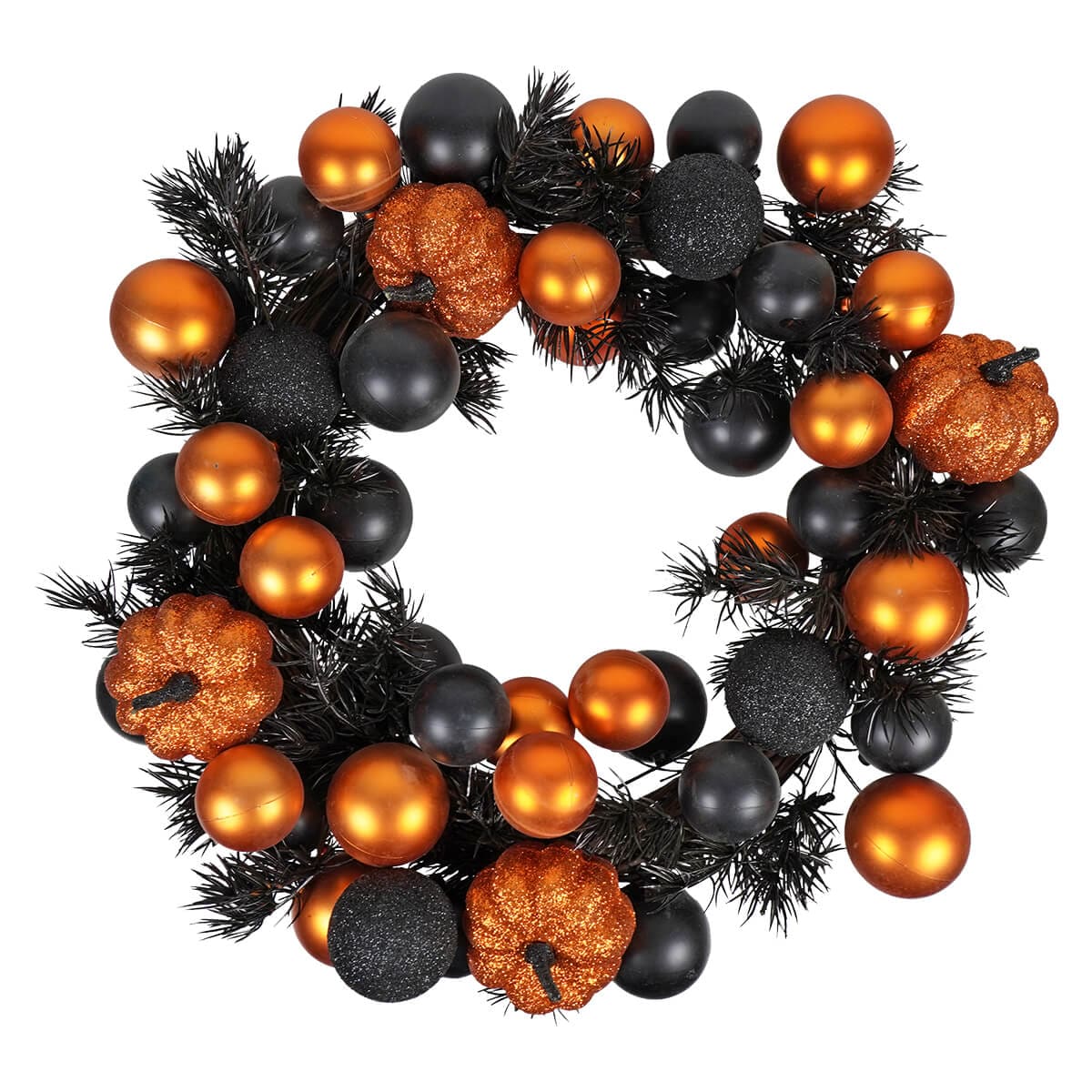 Orange & Black Pumpkin Ornament Wreath