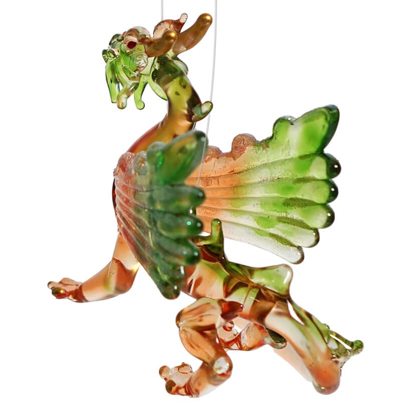 Orange & Green Winged Dragon Ornament - Image 2