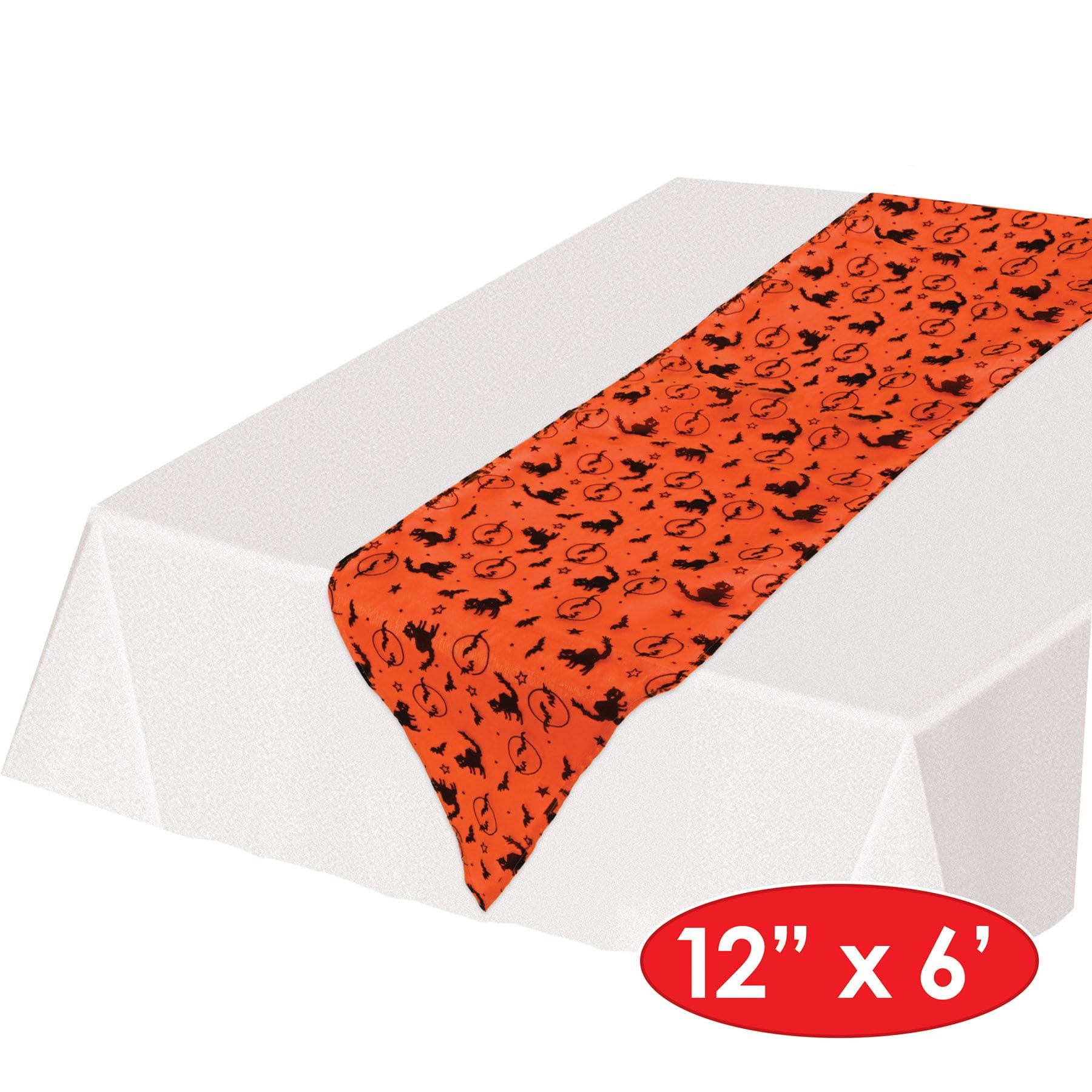 72" Orange Halloween Fabric Table Runner - Image 3