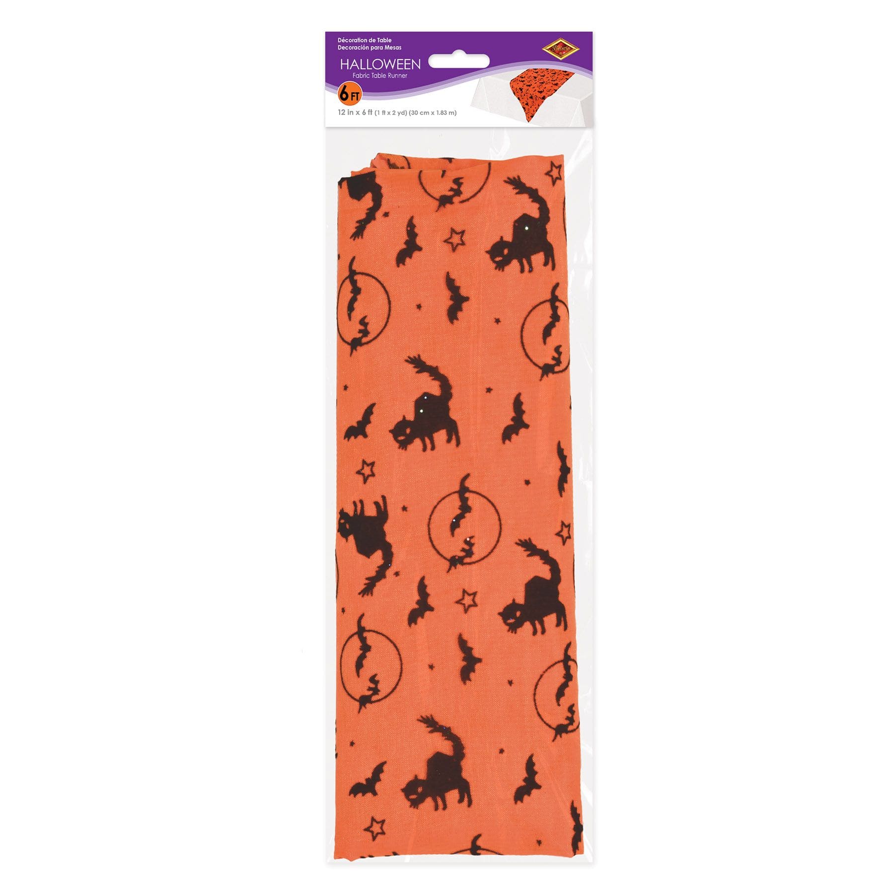 72" Orange Halloween Fabric Table Runner - Image 4