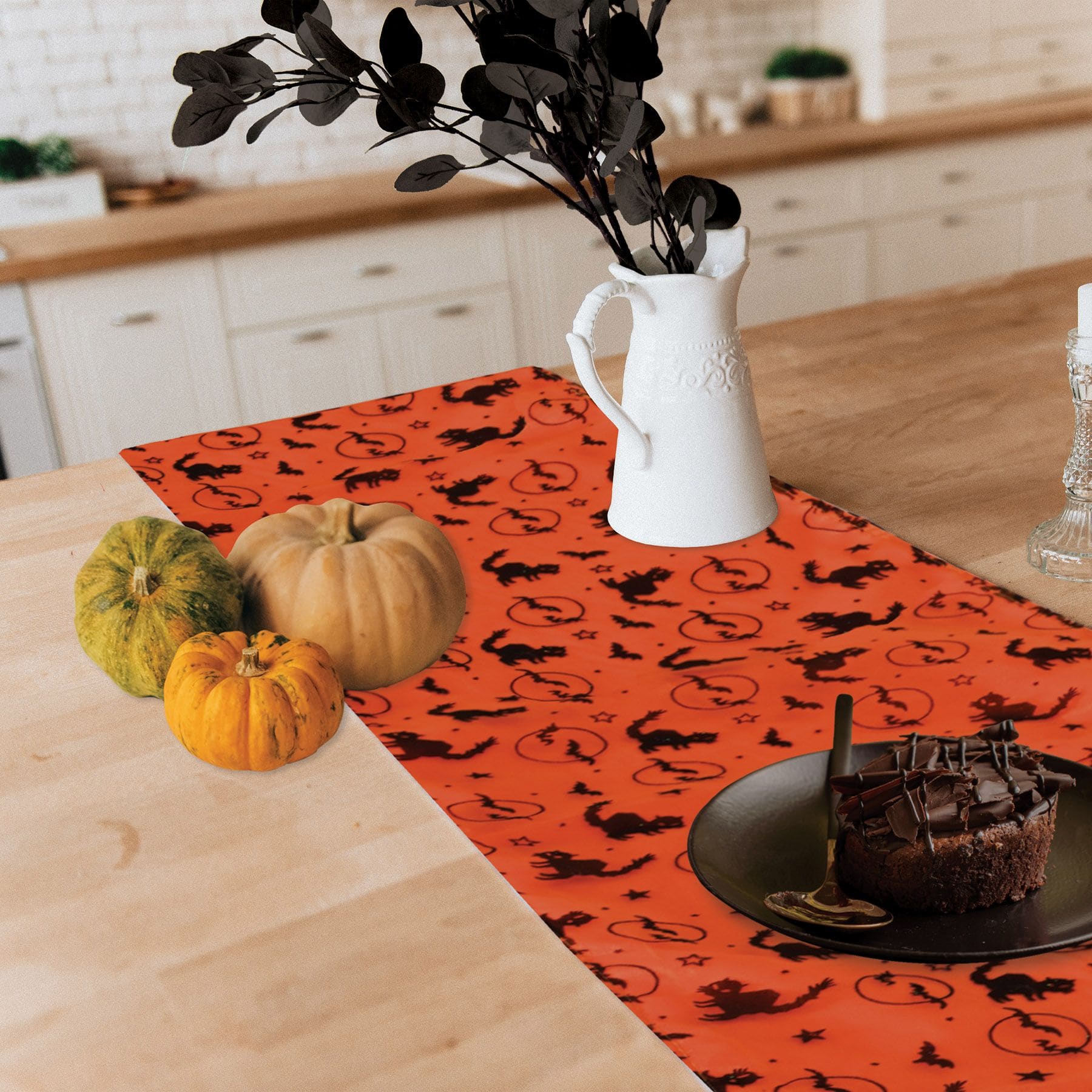 72" Orange Halloween Fabric Table Runner - Image 5