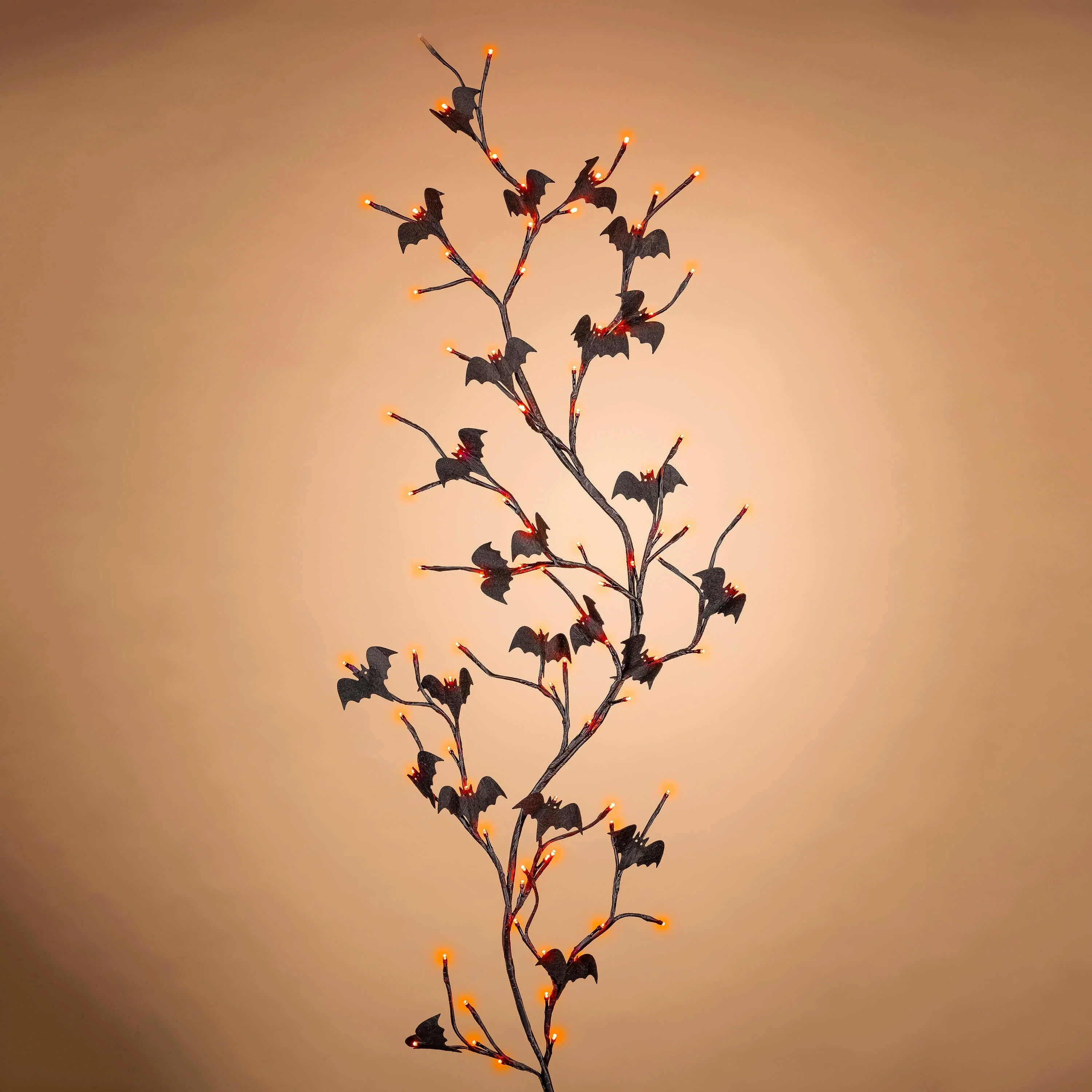 Orange Lighted Black Bat Garland