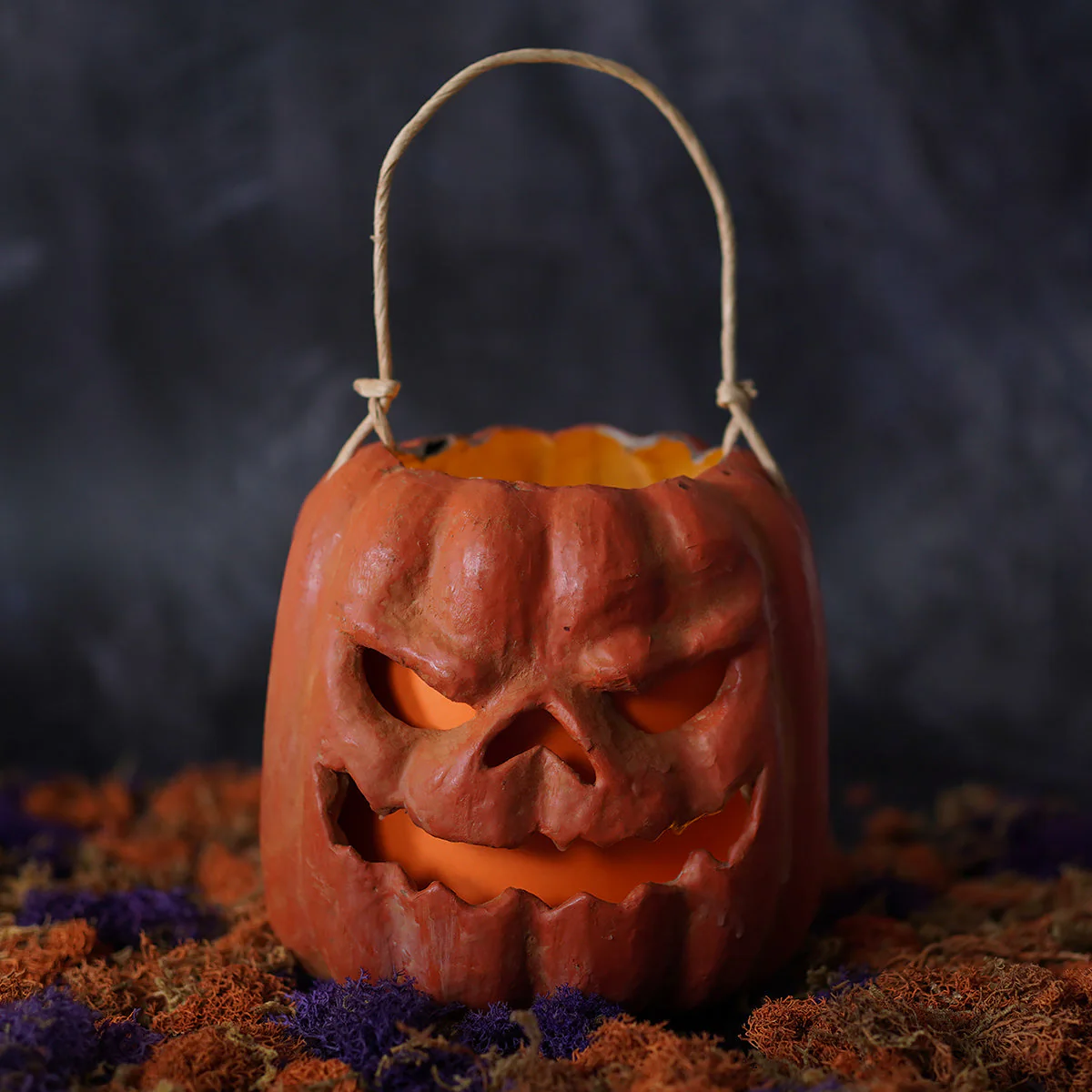 Orange Scary Face Pumpkin Bucket - Image 4