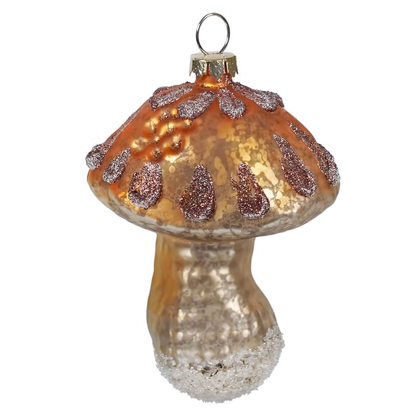 Orange Top Mercury Glass Mushroom Ornament