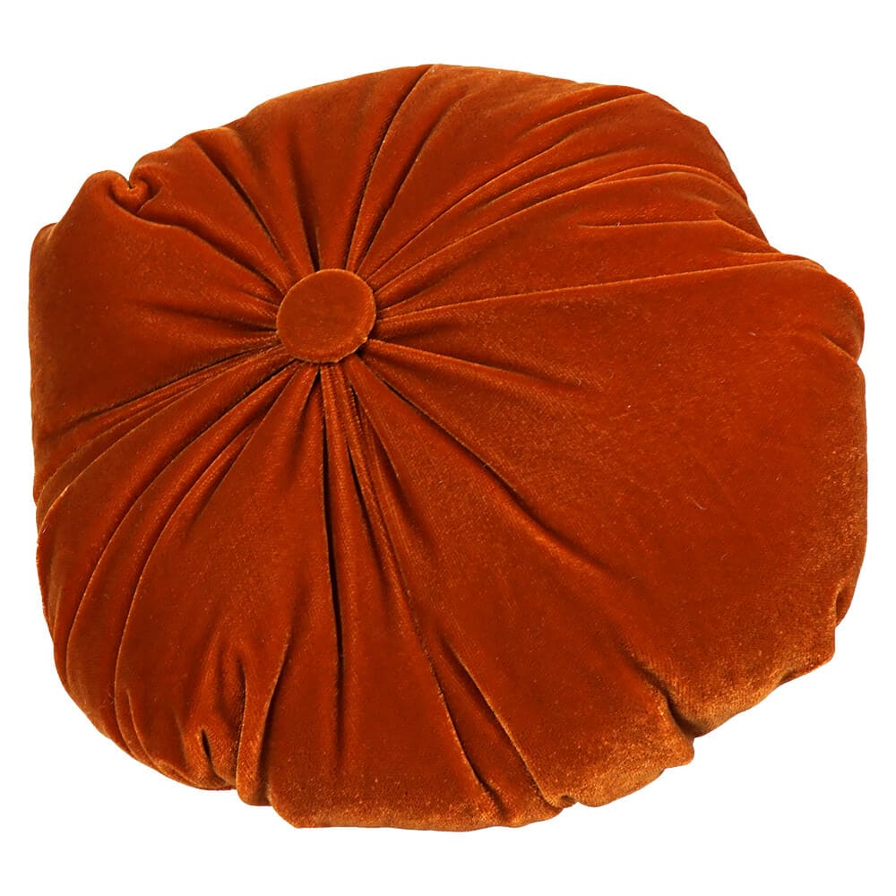 Orange Velvet Stuffed Pumpkin With Twisted Gold Stem - Image 3