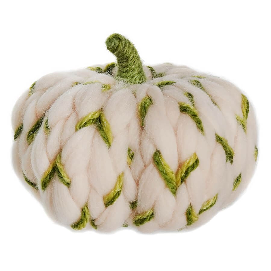 Orange, White & Green Wooly Pumpkins Set/3 - Image 3