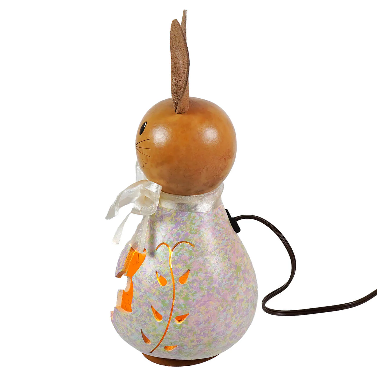 Paige Bunny - Small Lighted Pastel Gourd With Bunny Cutout - Image 2
