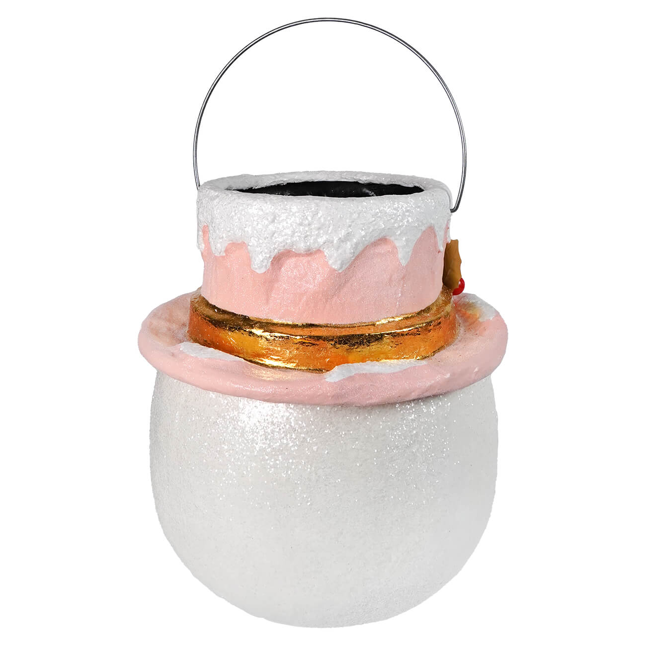Large Pastel Holly Hat Snowman - Image 3