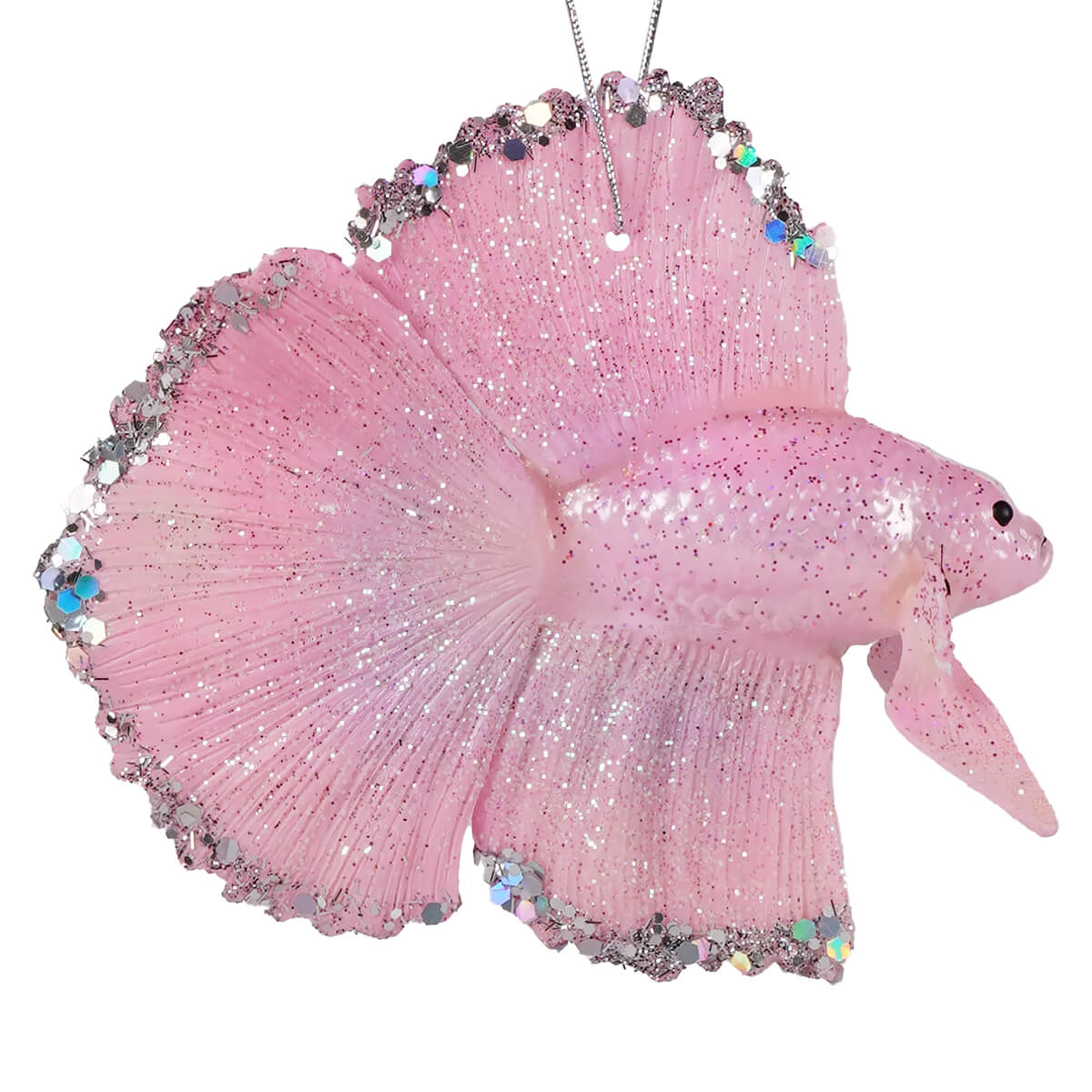 Pastel Pink Beta Fish With Silver Accents Ornament - Image 2