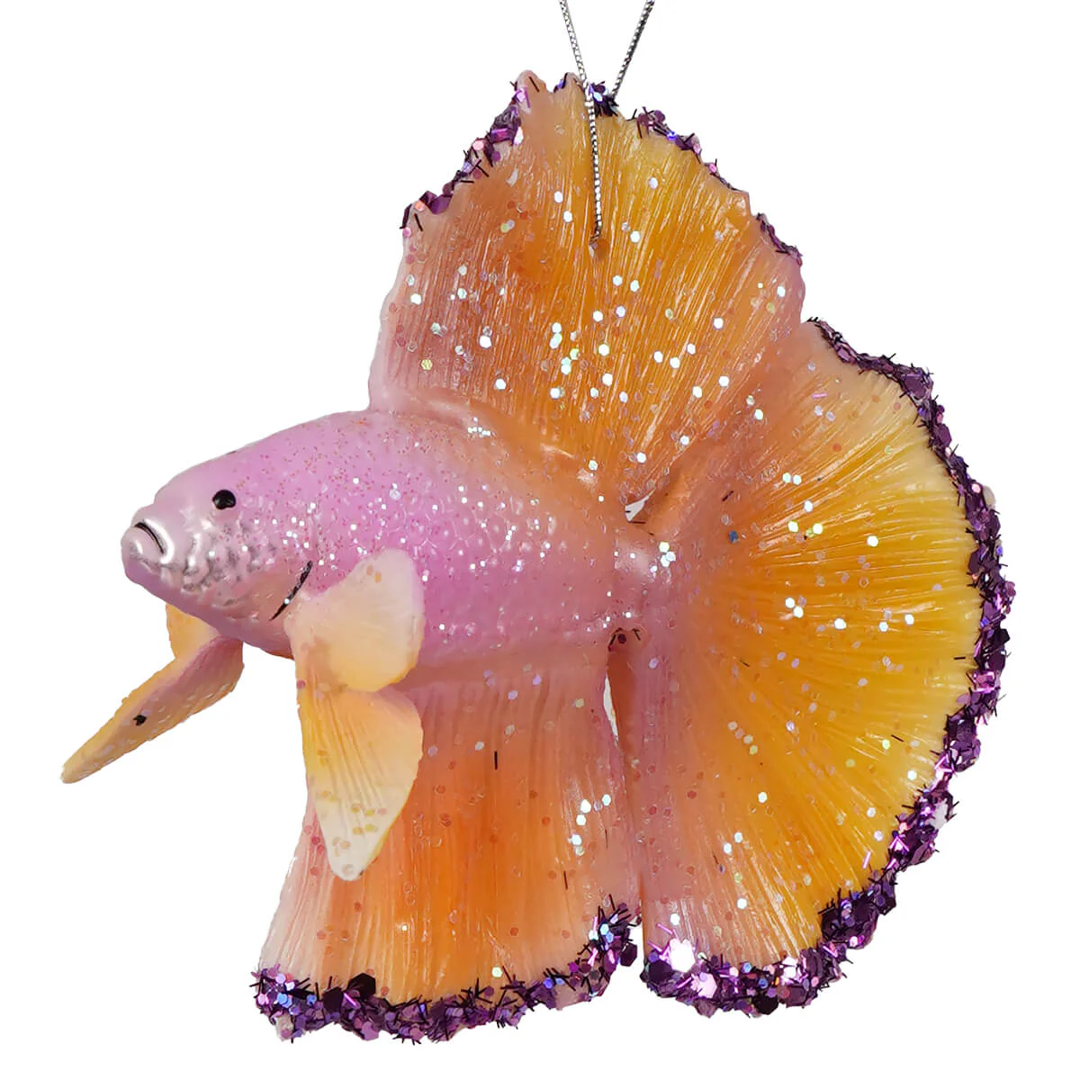 Pastel Yellow & Pink Beta Fish With Purple Accents Ornament