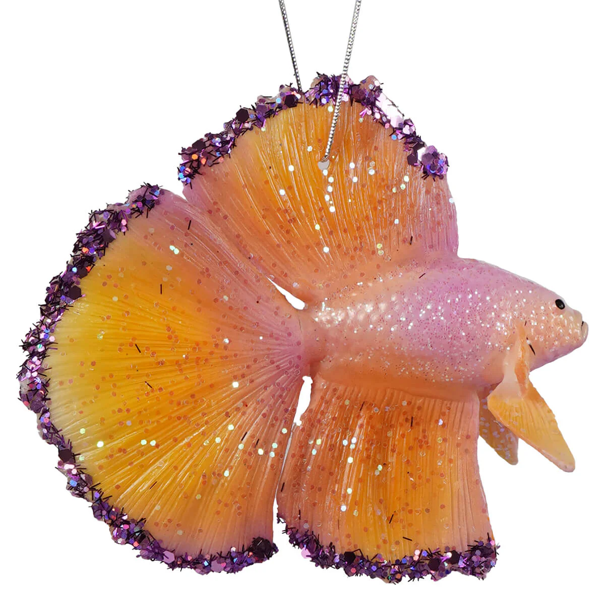 Pastel Yellow & Pink Beta Fish With Purple Accents Ornament - Image 2