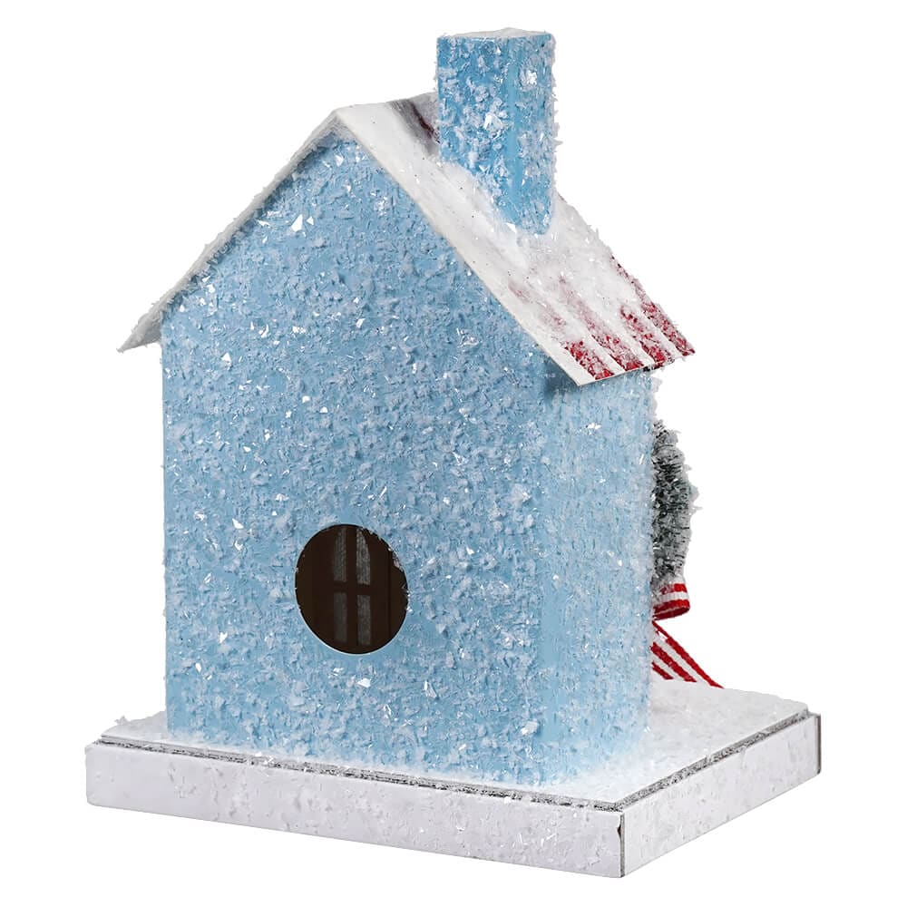 Petite Blue House With Snowman - Image 3