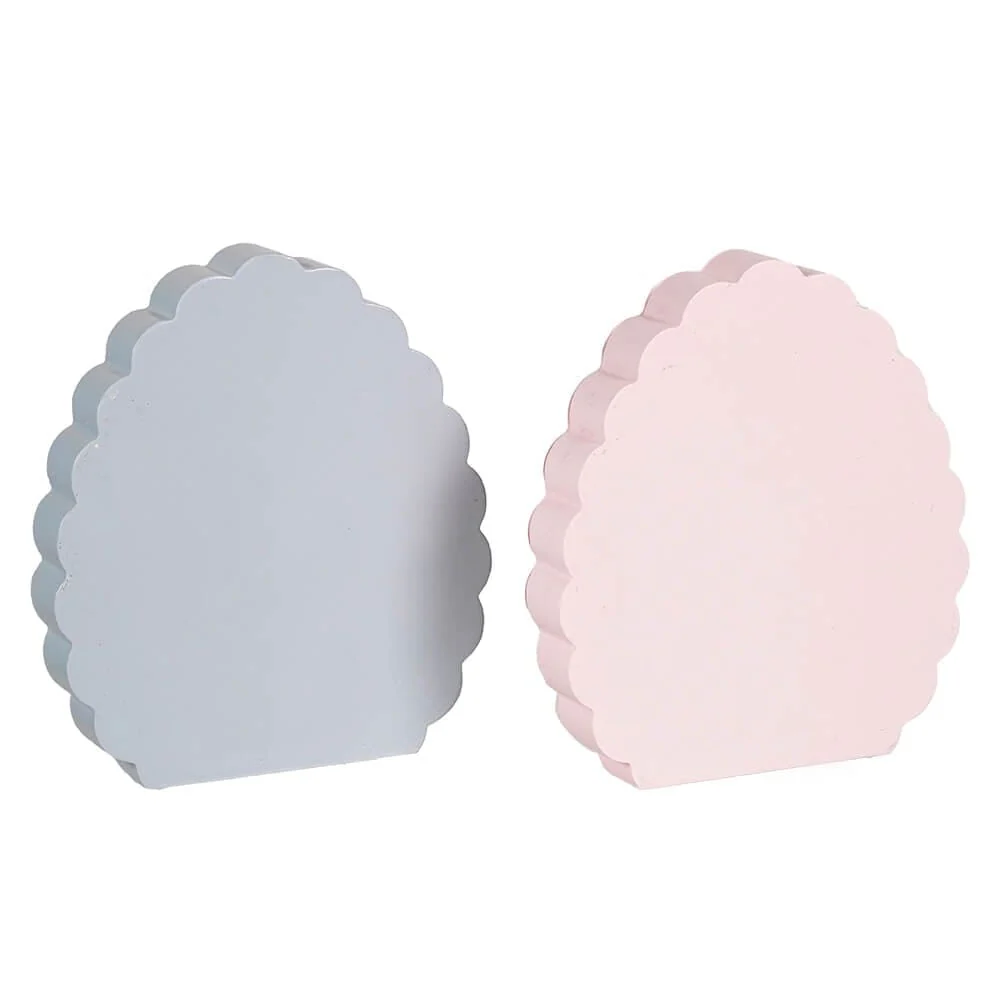Pink & Blue Scalloped Egg Floral Bunny Decor Set/2 - Image 2