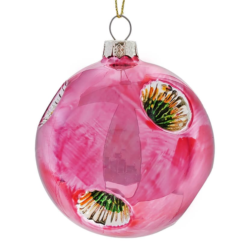 Pink Glass Reflector Ball Ornament