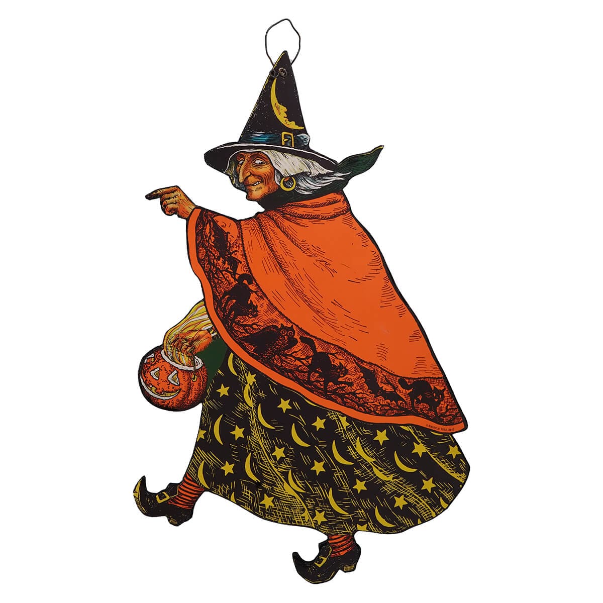 Pointing Witch Wood Cutout Hanger