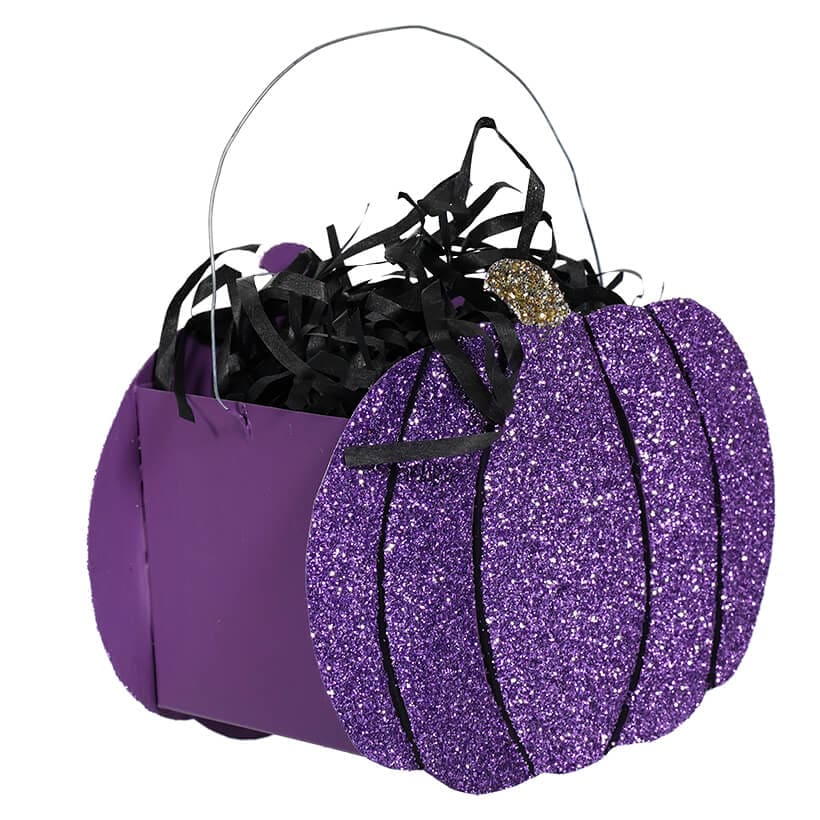 Poppin' Purple Glittered Pumpkin Bucket - Image 2