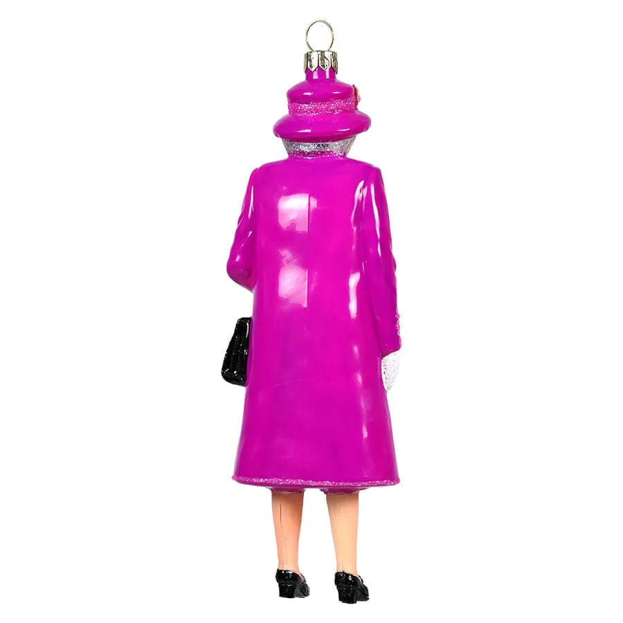 Queen Elizabeth Wearing Dark Pink Peacoat Ornament - Image 2