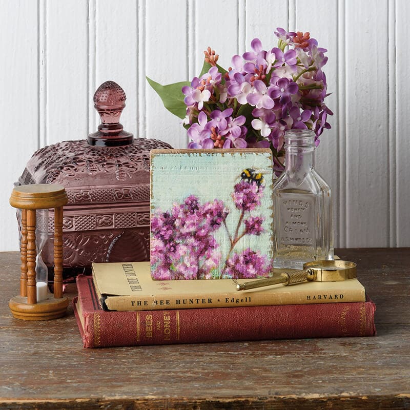 Red Clover & Bee Wood Block Sign - Image 3