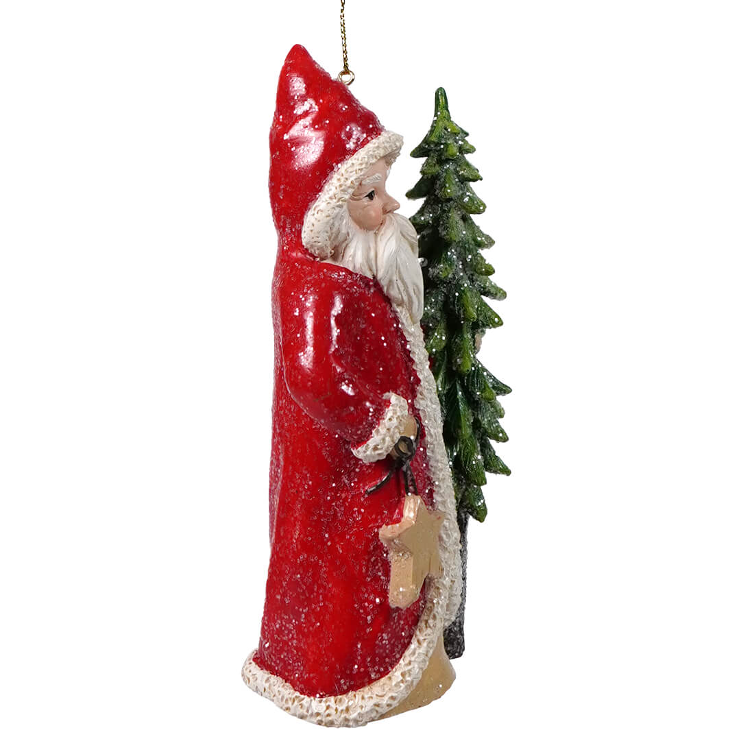 Red Coat Santa Holding Tree & Star Ornament - Image 2