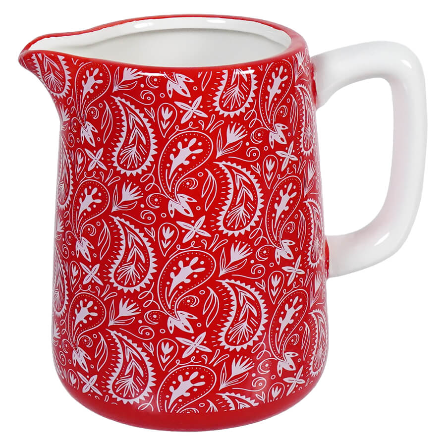 Red Paisley Juice Pitcher