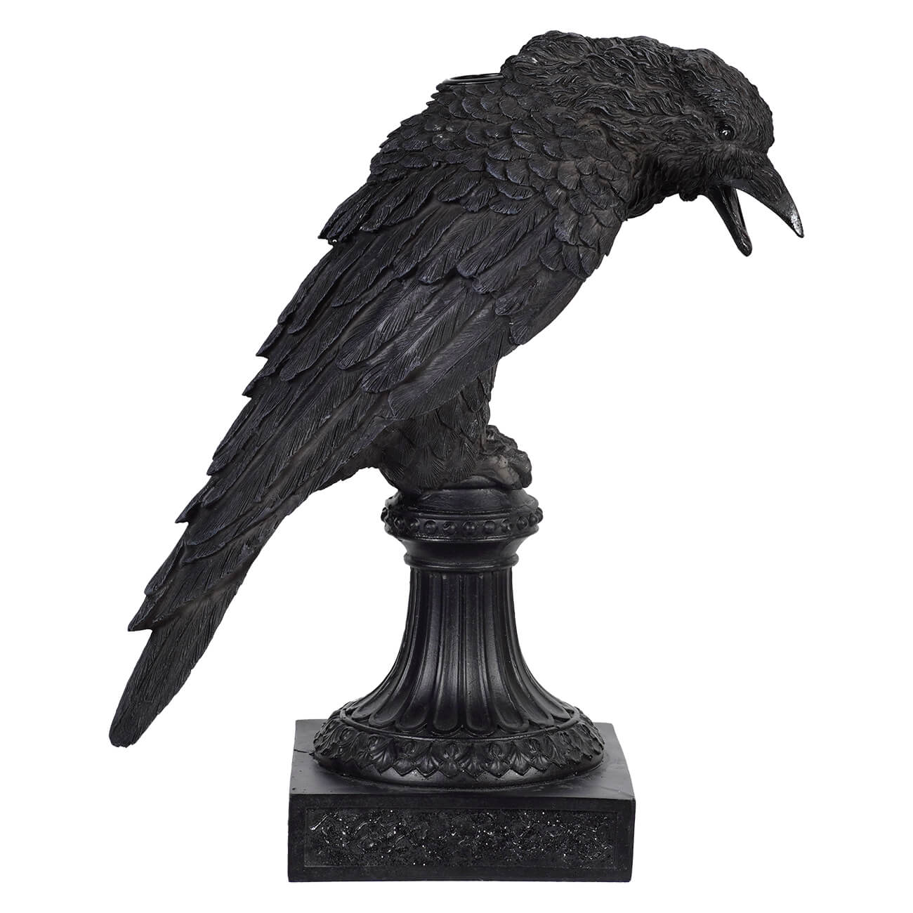 Resin Black Raven Candle Holder