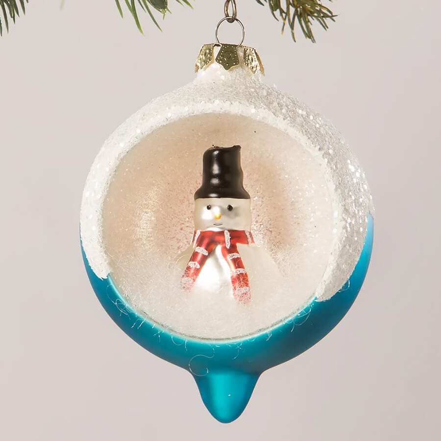 Retro Blue Snowman Indent Ornament - Image 3
