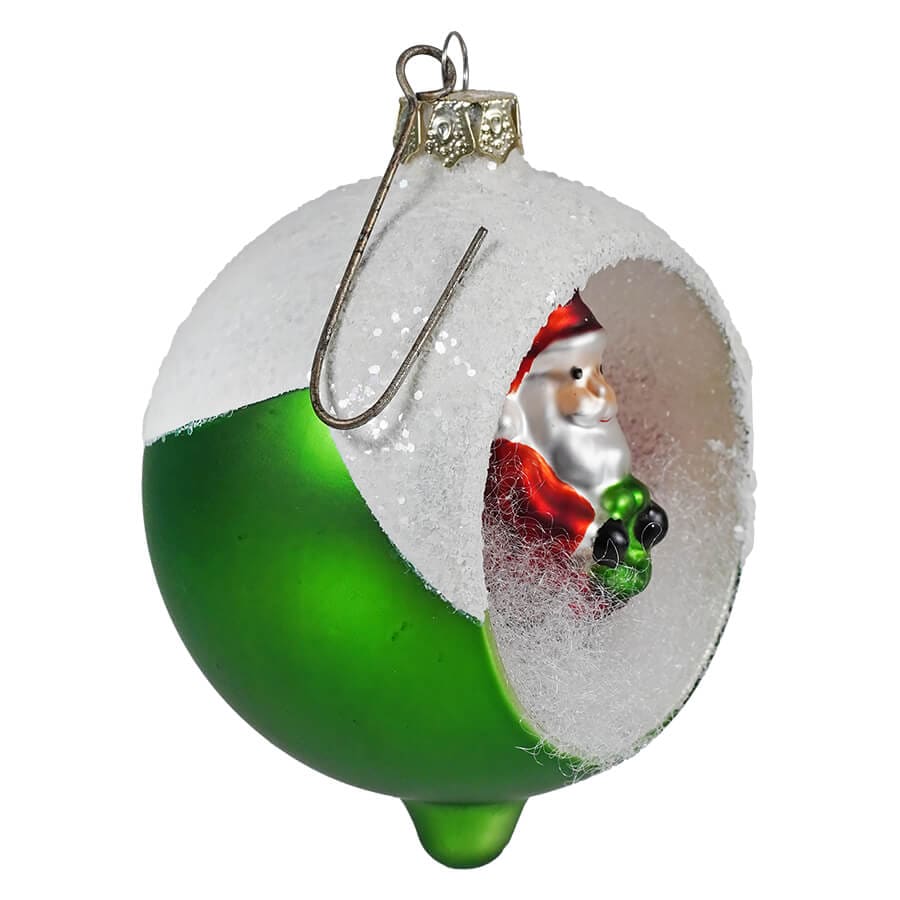 Retro Green Santa Indent Ornament - Image 2