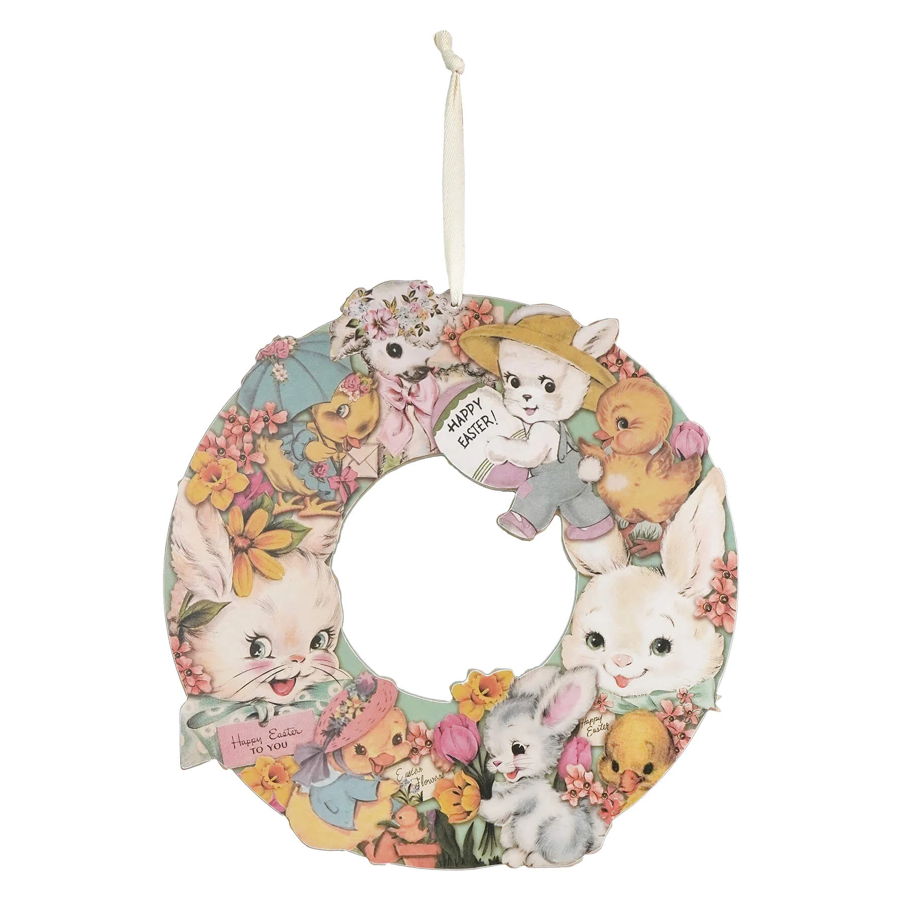 Retro Happy Easter Wreath
