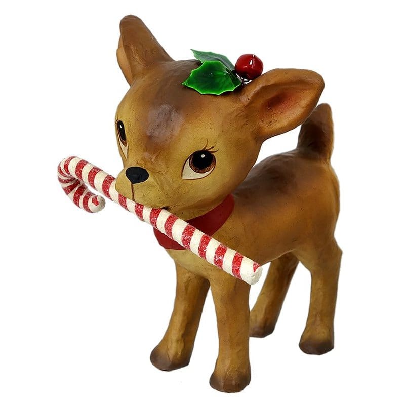 Retro Reindeer With Candy Cane