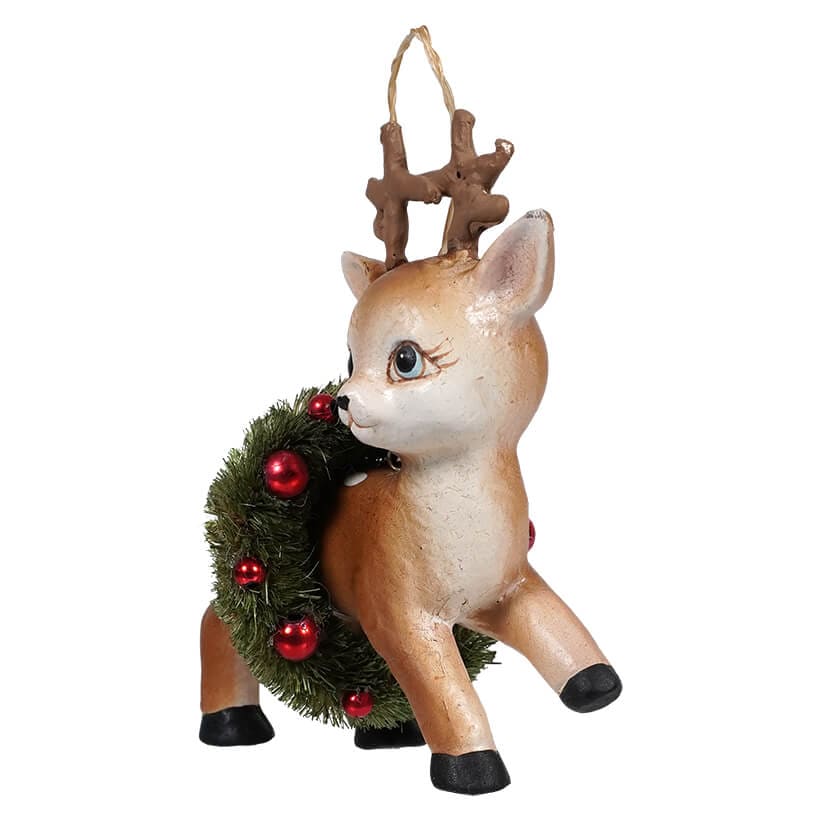Retro Reindeer With Wreath Ornament - Image 2