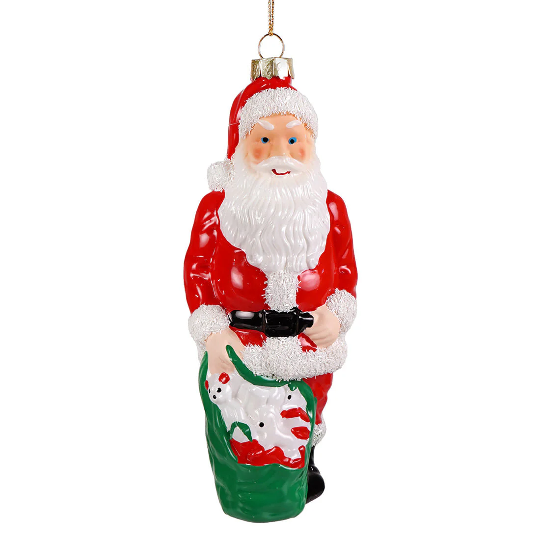 Retro Santa Blow Mold Glass Ornament