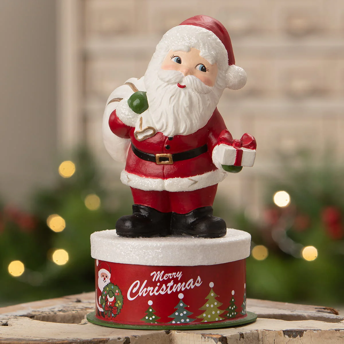 Retro Santa On Box