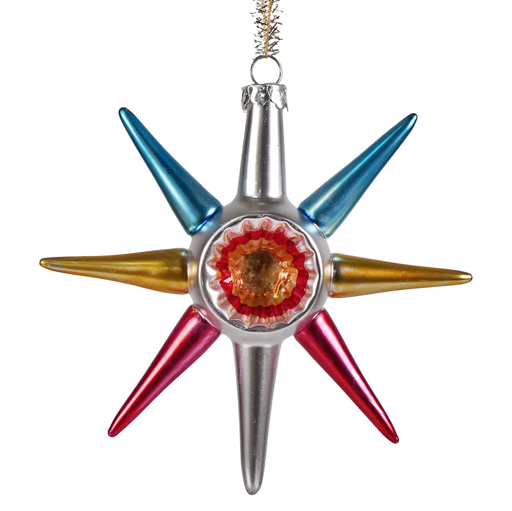 Retro Yesteryear Star Glass Ornament