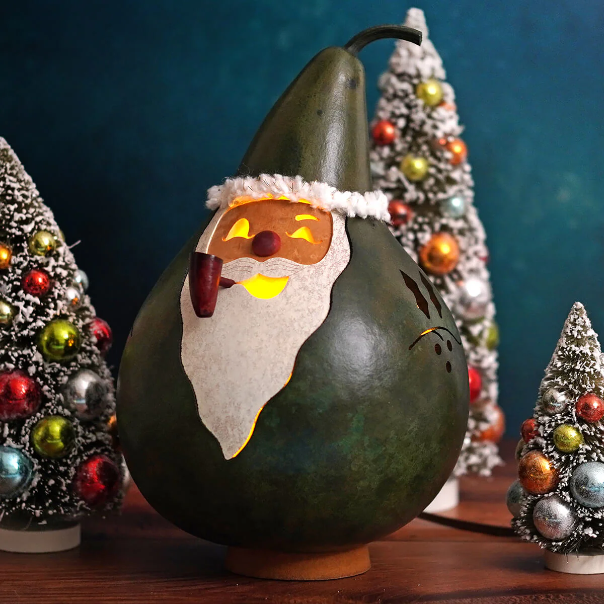 Saint Nick - Lighted Medium Green Gourd - Image 3