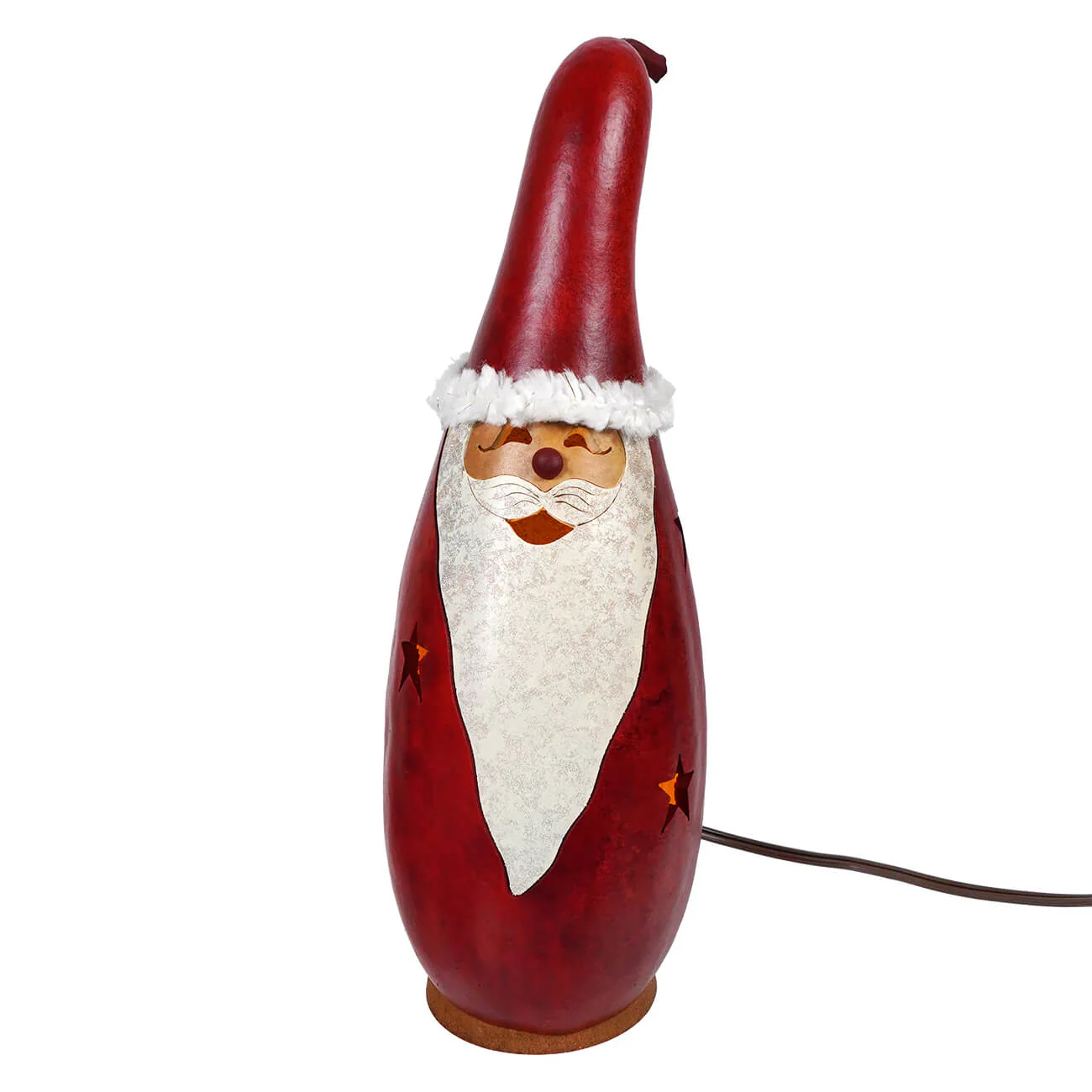 Santa - Lighted Medium Tall Red Gourd - Image 2