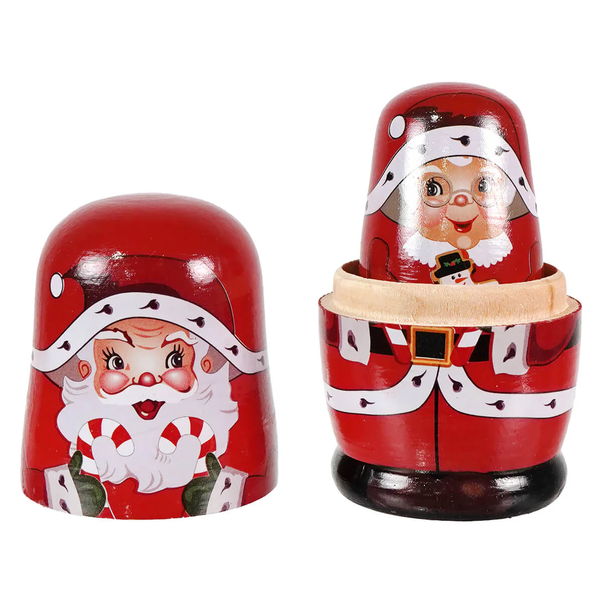 Santa, Mrs. Claus & Elves Wood Nesting Doll Set/5 - Image 2