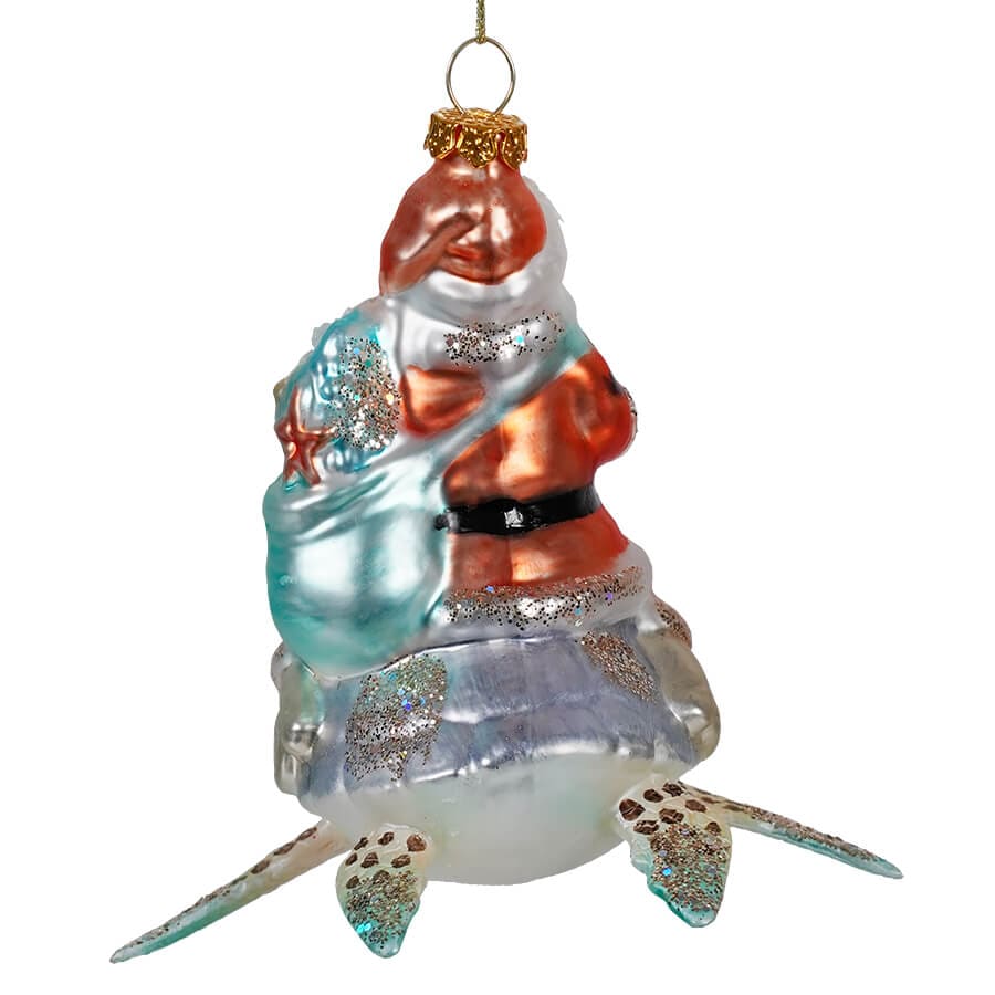 Santa Riding Sea Turtle Ornament - Image 3