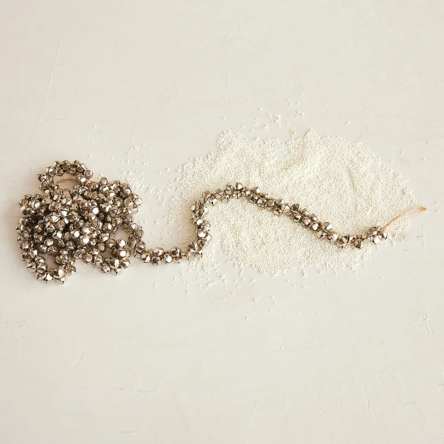 Silver Finish Metal Jingle Bell Garland On Jute Cord - Image 2
