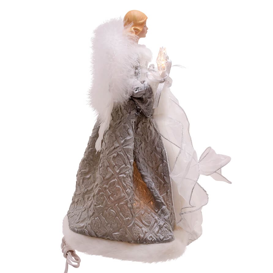 Silver & Gray Lighted Angel Tree Topper - Image 3