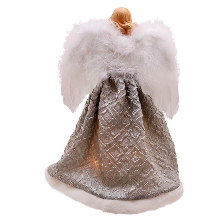 Silver & Gray Lighted Angel Tree Topper - Image 4